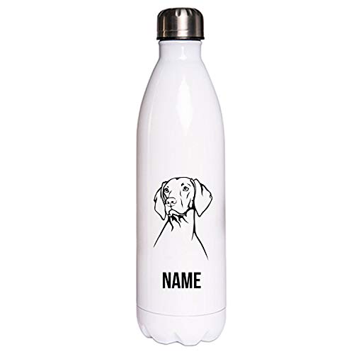 MAGYAR VIZSLA Hundemotiv Edelstahl Thermosflasche/Trinkflasche 750 ml mit Wunschnamen oder Text personalisiert (Vizsla) von Tierisch-tolle Geschenke