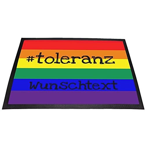 Personalisierte Regenbogen Fußmatte mit Wunschname/Wunschtext | Waschbar | rutschfest | Innen & Außen | (Regenbogen) von Tierisch-tolle Geschenke