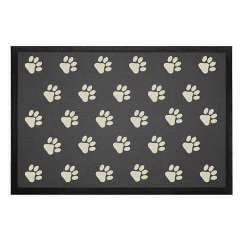 Tierisch-tolle Geschenke Hundefan Fußmatte/Schmutzfangmatte „Kleine Pfoten“ | rutschfest | Waschbar | mit Pfotenabdrücken von Tierisch-tolle Geschenke