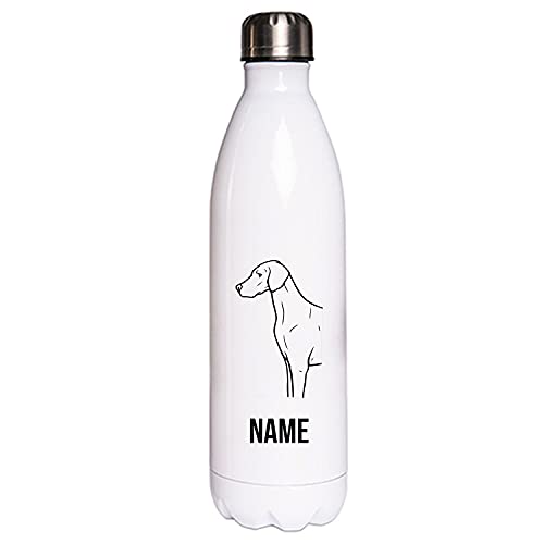 WEIMERANER Hundemotiv Edelstahl Thermosflasche/Trinkflasche 750 ml mit Wunschnamen oder Text personalisiert (Weimeraner) von Tierisch-tolle Geschenke