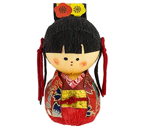 Tierra Zen Tentetieso Okiagari Hime Prinzessin, Maché-Papier, Rot, 4,5 x 3 x 4 cm von Tierra Zen