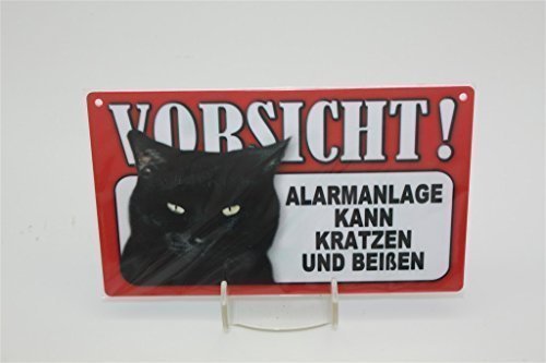 ALARMANLAGE KANN KRATZEN - Tierwarnschild - Vorsicht Tier Warnschild 20x12 cm Katze Cats Schild 48 von Tierschild