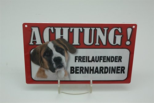 BERNHARDINER - Tierwarnschild - VORSICHT Tier Warnschild 20x12 cm Hund Hunde Schild 6 von Tierschild