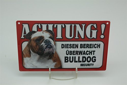 BULLDOG BULLDOGGE - Tierwarnschild - VORSICHT Tier Warnschild 20x12 cm Hund Hunde Schild 11 von Tierschild