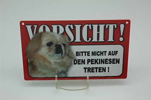 PEKINESEN PEKINESE - Tierwarnschild - VORSICHT Tier Warnschild 20x12 cm Hund Hunde Schild 33 von Tierschild