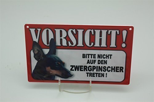 ZWERGPINSCHER - Tierwarnschild - VORSICHT Tier Warnschild 20x12 cm Hund Hunde Schild 44 von Sachen aus Blech