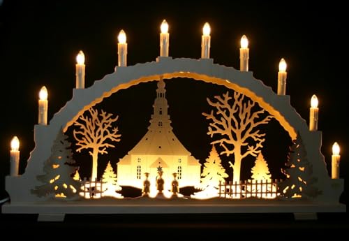 Großer Schwibbogen 70cm x 41cm mit 10 Kerzen und LED Vorbeleuchtung - Seiffener Kirche - traditionelles Motiv - Handarbeit aus dem Erzgebirge - Schwibbogen für Weihnachten Großer Schwibbogen 70cm x 41cm mit 10 Kerzen und LED Vorbeleuchtung - Seiffener Kirche - traditionelles Motiv - Handarbeit aus dem Erzgebirge - Schwibbogen für Weihnachten von Tietze Erzgebirgsdesign