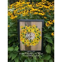 Handgemaltes Hallo Herbst Holzschild, Dekor, Wand Kunst, Thanksgiving Black Eyed Susan Malerei, Geschenk von TiffanyArtCanada