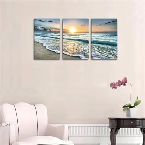 3 Stück Diamant Painting Bilder Blick auf den Strand Diamond Painting Erwachsene Groß 5D Diamond Art Painting Kinder Basteln Voll Set Diamond Painting Zubehör für Room Decor Wohnwand 40x60cm F-3019 von Tifnuer