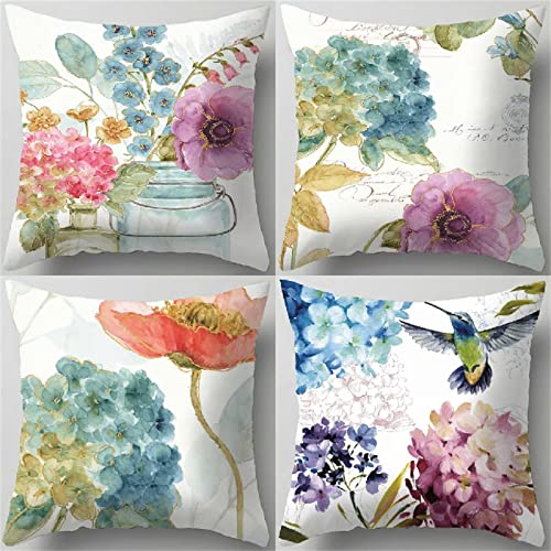 Bunt Kissenbezug Set mit 4 45x45cm Sofakissen Wasserdichter Outdoor Kissen Quadratisch Dekokissen Doppelseitig Blumen HD Druck Weich Kissenhülle für Deko Wohnzimmer Bett Auto Couchkissen JF-1994 Bunt Kissenbezug Set mit 4 45x45cm Sofakissen Wasserdichter Outdoor Kissen Quadratisch Dekokissen Doppelseitig Blumen HD Druck Weich Kissenhülle für Deko Wohnzimmer Bett Auto Couchkissen JF-1994 von Tifnuer