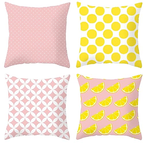 Kissenbezug 40x40 4er Set Gelb Rosa Wasserdicht Outdoor Kissen Boho Deko Quadratisch Sofakissen Doppelseitig Einfach Leinen Kopfkissenbezug für Garten Sofa Wohnzimmer kissenhülle 40x40cm JF-8571 Kissenbezug 40x40 4er Set Gelb Rosa Wasserdicht Outdoor Kissen Boho Deko Quadratisch Sofakissen Doppelseitig Einfach Leinen Kopfkissenbezug für Garten Sofa Wohnzimmer kissenhülle 40x40cm JF-8571 von Tifnuer