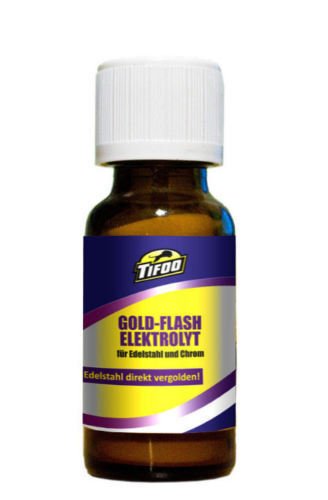 Goldelektrolyt Flash (20 ml) - Für Vergoldung von Edelstahl & Chrom von Tifoo