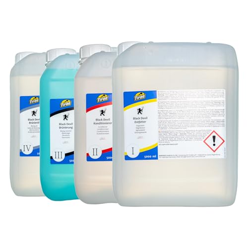 Hochwertiges Brünier-Set (4 x 5000 ml) - Brüniermittel/Brünierung zum Brünieren von Stahl - Konzentrat für Kaltbrünierung und Tauchbrünierung – Schnellbrünierung zum Tauchen und Streichen von Tifoo