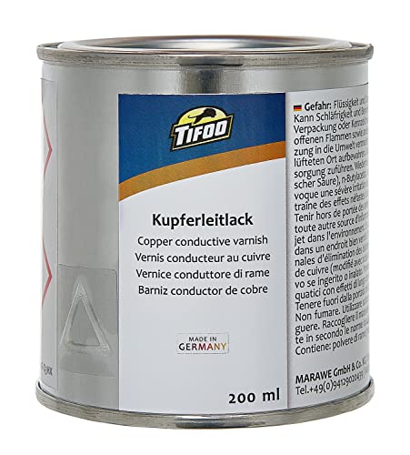 Kupferleitlack/Leitlack mit Kupferpartikeln 200 ml – metallische Schicht mit Galvanik auf 3-D-Druck erzeugen - Dekolack - Kupferspray - Ersatz für Silberleitlack von Tifoo