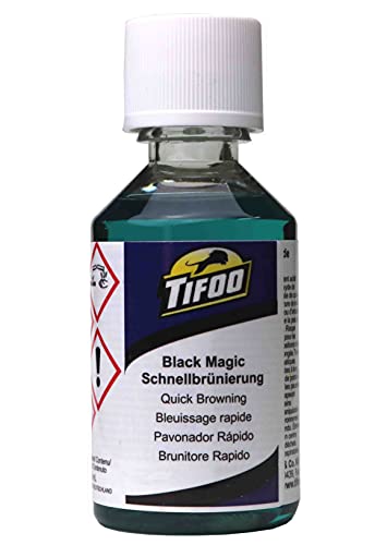 Tifoo Streich-Brünierung Black Magic (50 ml) Kaltbrünierung Brüniermittel Konzentrat – Schnellbrünierung zum einfach selbst brünieren - Stahl, Eisen, Guss und Waffen schwärzen von Tifoo