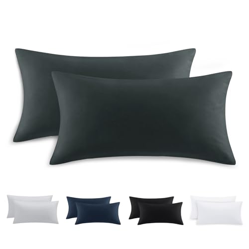 Tifschlaf Kissenbezug 40 x 80 2er Set - Kopfkissenbezug 40x80 Anthrazit mit Reißverschluss aus Mikrofaser Weich, 40x80cm Grau Pillow Case von Tifschlaf