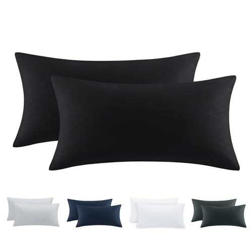 Tifschlaf Kissenbezug 40 x 80 2er Set - Kopfkissenbezug 40x80 Schwarz mit Reißverschluss aus Mikrofaser Weich, 40x80cm Pillow Case von Tifschlaf