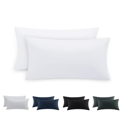 Tifschlaf Kissenbezug 40 x 80 2er Set - Kopfkissenbezug 40x80 Weiß mit Reißverschluss aus Mikrofaser Weich, 40x80cm Weiss Pillow Case von Tifschlaf