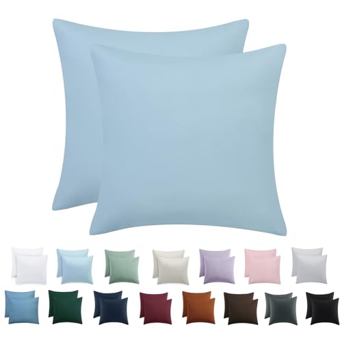 Tifschlaf Kissenbezug 80x80 2er Set - Kopfkissenbezug 80 x 80 Hellblau mit Reißverschluss aus Mikrofaser Weich, 80x80cm Blau Pillow Case von Tifschlaf