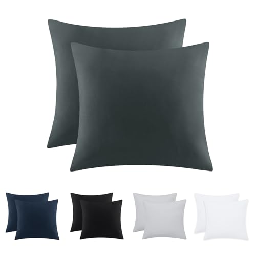 Tifschlaf Kissenbezug 80x80 2er Set - Kopfkissenbezug 80 x 80 Anthrazit mit Reißverschluss aus Mikrofaser Weich, 80x80cm Grau Pillow Case von Tifschlaf