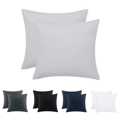 Tifschlaf Kissenbezug 80x80 2er Set - Kopfkissenbezug 80 x 80 Hellgrau mit Reißverschluss aus Mikrofaser Weich, 80x80cm Grau Pillow Case von Tifschlaf