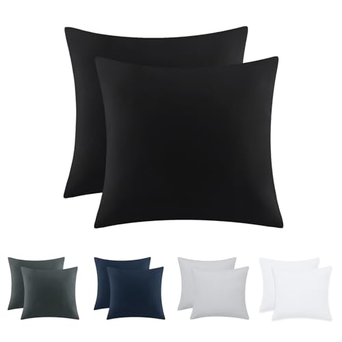 Tifschlaf Kissenbezug 80x80 2er Set - Kopfkissenbezug 80 x 80 Schwarz mit Reißverschluss aus Mikrofaser Weich, 80x80cm Pillow Case von Tifschlaf