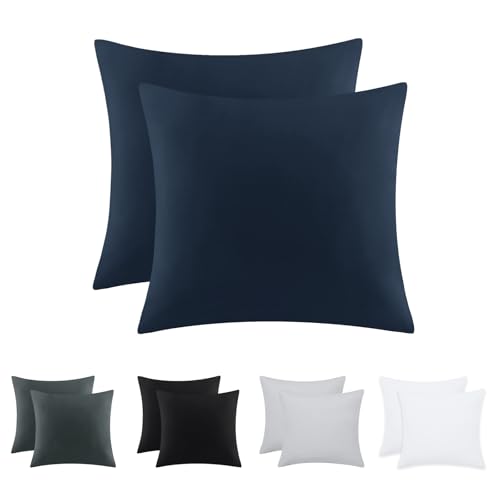 Tifschlaf Kissenbezug 80x80 2er Set - Kopfkissenbezug 80 x 80 Dunkelblau mit Reißverschluss aus Mikrofaser Weich, 80x80cm Blau Pillow Case von Tifschlaf