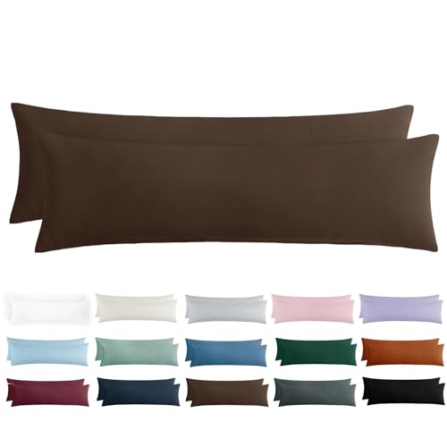 Tifschlaf Seitenschläferkissen Bezug 40 x 145 - Kissenbezug 40x145 Seitenschläfer Kopfkissenbezug 2er Set Braun mit Reißverschluss aus Mikrofaser Weich, 145x40 cm Pillow Case von Tifschlaf