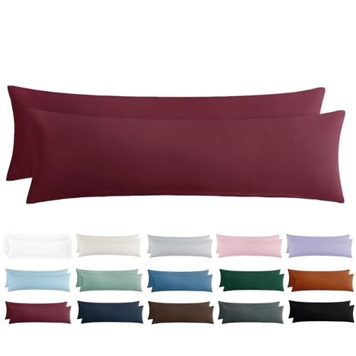 Tifschlaf Seitenschläferkissen Bezug 40 x 145 - Kissenbezug 40x145 Seitenschläfer Kopfkissenbezug 2er Set Burgunderrot mit Reißverschluss aus Mikrofaser Weich, 145x40 cm Rot Pillow Case von Tifschlaf