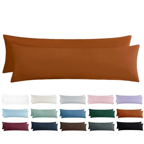 Tifschlaf Seitenschläferkissen Bezug 40 x 145 - Kissenbezug 40x145 Seitenschläfer Kopfkissenbezug 2er Set Orange mit Reißverschluss aus Mikrofaser Weich, 145x40 cm Pillow Case von Tifschlaf