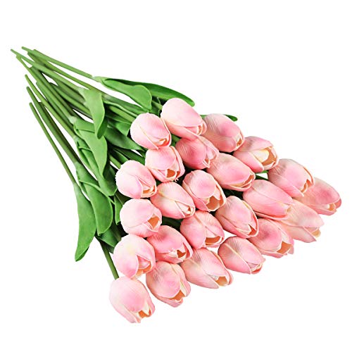 Fake Tulpen Künstlich Wie Echt -12 Stück Künstliche Kunstblumen Tulpen Rosa Wie Echt Real Touch Kunst Tulpe Latex für Zuhause Hotel Zimmer Tischdekoration von Tifuly