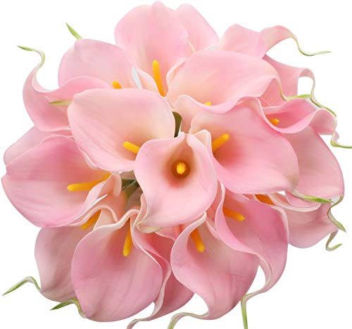 Tifuly 24 Stück künstliche Calla Lilie, Realistische Latex Calla Blume mit Weichem PU Stiel Dekoration Brauthochzeit, Haus, Partei, Büro,DIY-Blumengestecke(Rosa) von Tifuly