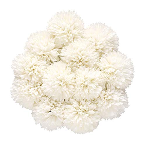 Tifuly Künstliche Hortensie Blumen, 11 Zoll Seide Pompon Chrysantheme Kugel Blumen für Hausgarten Party Büro Dekoration, Braut Hochzeitssträuße, Blumenschmuck, Mittelstücke(12 Stück, Weiß) von Tifuly