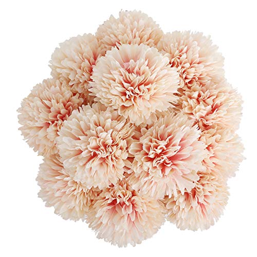 Tifuly Künstliche Hortensie Blumen, 11 Zoll Seide Pompon Chrysantheme Kugel Blumen für Hausgarten Party Büro Dekoration, Braut Hochzeitssträuße, Blumenschmuck, Mittelstücke(Champagner-12 Stück) von Tifuly