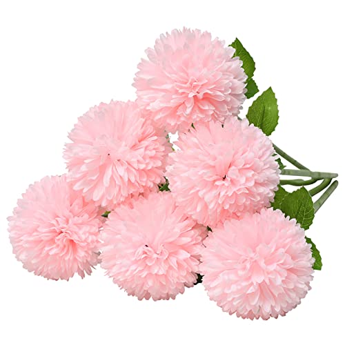 Tifuly Künstliche Hortensie Blumen, 11 Zoll Seide Pompon Chrysantheme Kugel Blumen für Hausgarten Party Büro Dekoration, Braut Hochzeitssträuße, Blumenschmuck, Mittelstücke (Hell-Pink-6 Stück) von Tifuly