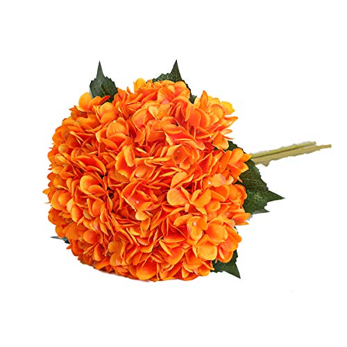 Tifuly künstliche Hortensie-Blume, 5 PCS realistische einzelne Lange Stamm-Silk Hydrangea-Blumensträuße für Hochzeit, Haus, Hotel, Parteidekoration, Blumengesteck(Orange) von Tifuly