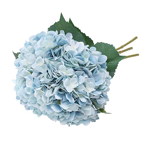 Tifuly künstliche Hortensie-Blume, 5 PCS realistische einzelne Lange Stamm-Silk Hydrangea-Blumensträuße für Hochzeit, Haus, Hotel, Parteidekoration, Blumengesteck (Blau) von Tifuly