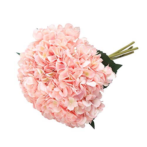 Tifuly künstliche Hortensie-Blume, 5 PCS realistische einzelne Lange Stamm-Silk Hydrangea-Blumensträuße für Hochzeit, Haus, Hotel, Parteidekoration, Blumengesteck (Rosa) von Tifuly