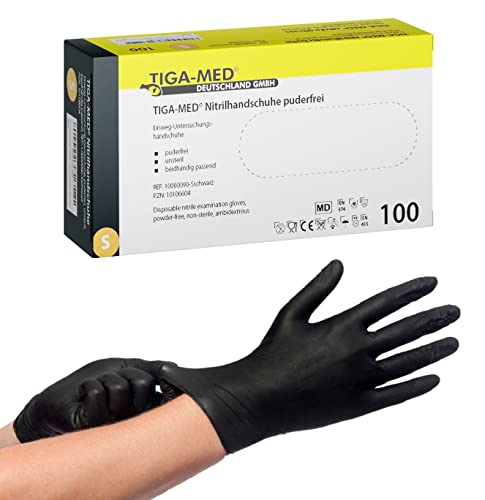 Nitrilhandschuhe puderfrei schwarz Black Tiga Größe: SMALL 500 Stück Einmalhandschuhe Nitril Handschuhe ohne Latex Nitrilhandschuhe puderfrei schwarz Black Tiga Größe: SMALL 500 Stück Einmalhandschuhe Nitril Handschuhe ohne Latex von Tiga-Med