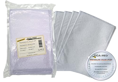 Tiga-Med Einmal Einweg Molton Einmal-Waschhandschuh 250 Stück - Waschhandschuhe weiß - zur Körper- u. Intimpflege Original von Tiga-Med