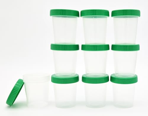 Tiga-Med Urinbecher/Probenbecher | 100 Stück | Urinprobenbecher 125ml | mit grünem Schraubdeckel | graduiert bis 100ml / 3oz | beschriftbar | von Tiga-Med