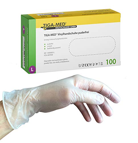 Tiga-Med Vinylhandschuhe puderfrei Größe: Large 500 Stück Einmalhandschuhe Handschuhe ohne Latex Tiga-Med Vinylhandschuhe puderfrei Größe: Large 500 Stück Einmalhandschuhe Handschuhe ohne Latex von Tiga-Med