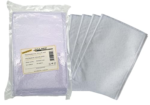 Tiga-Med Waschhandschuhe Einmal- Einweg- ultrasoft Molton, Waschlappen, weiss Original Qualität, 500 Stück von Tiga-Med