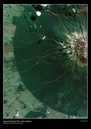 Artistic Images of The Earth from Space - Egmont National Park, Neuseeland - laminiertes Poster, a1 von Tiger Moon