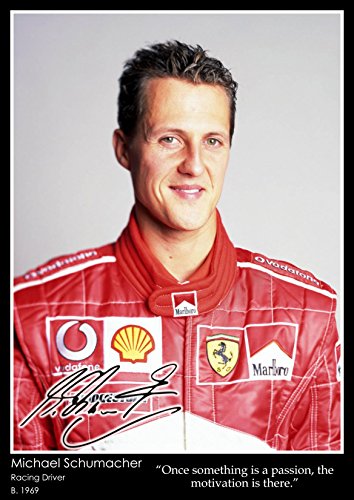 Michael Schumacher Poster mit inspirierendem Zitat, A2, 42 x 59,4 cm von Tiger Moon