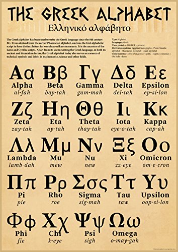 Poster, Motiv: altgriechisches Alphabet A1 Size 59.4 x 84.1 cm von Tiger Moon