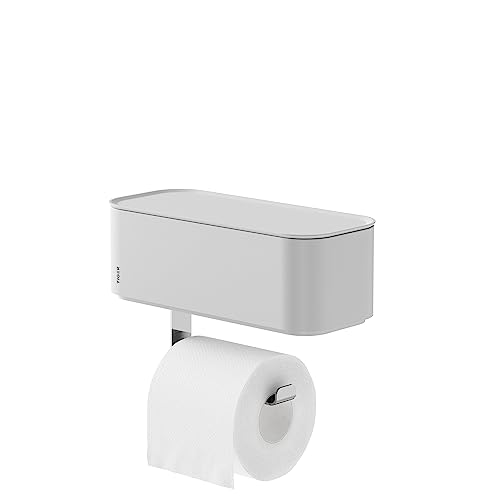 Tiger 2-Store Toilettenpapierhalter mit Aufbewahrungsbox, Toilettenrollenhalter mit integrierter Box für z.B. feuchtes Toilettenpapier, Farbe: Weiß von Tiger