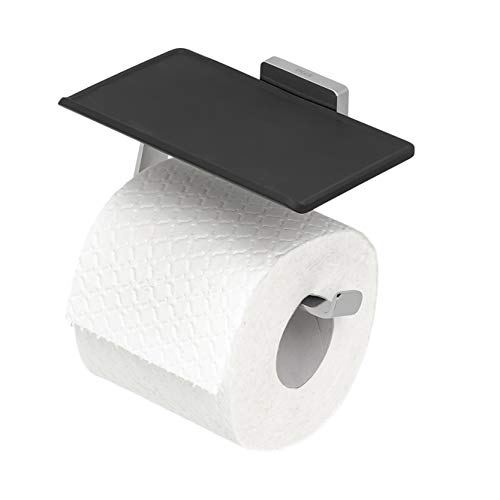 Tiger Dock Toilettenpapierhalter mit praktischer Ablage, Toilettenrollenhalter aus verchromtem Edelstahl, 150x85x95 mm von Tiger