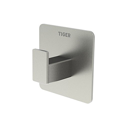 Tiger Hook Pull Square for Clothes and Towels, Adhesive Fixing, 2.2 x 4.5 x 4.5 cm, Brushed Stainless Steel von Tiger