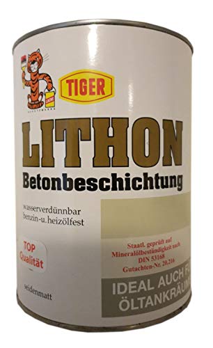 Tiger Lithon Betonbeschichtung innen wasserverdünnbar seidenmatt 0,75 L Farbwahl, Farbe:71 hellgrau von Tiger